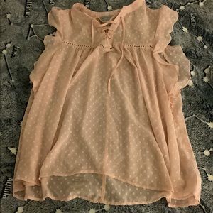 Sheer light pink polka dot top